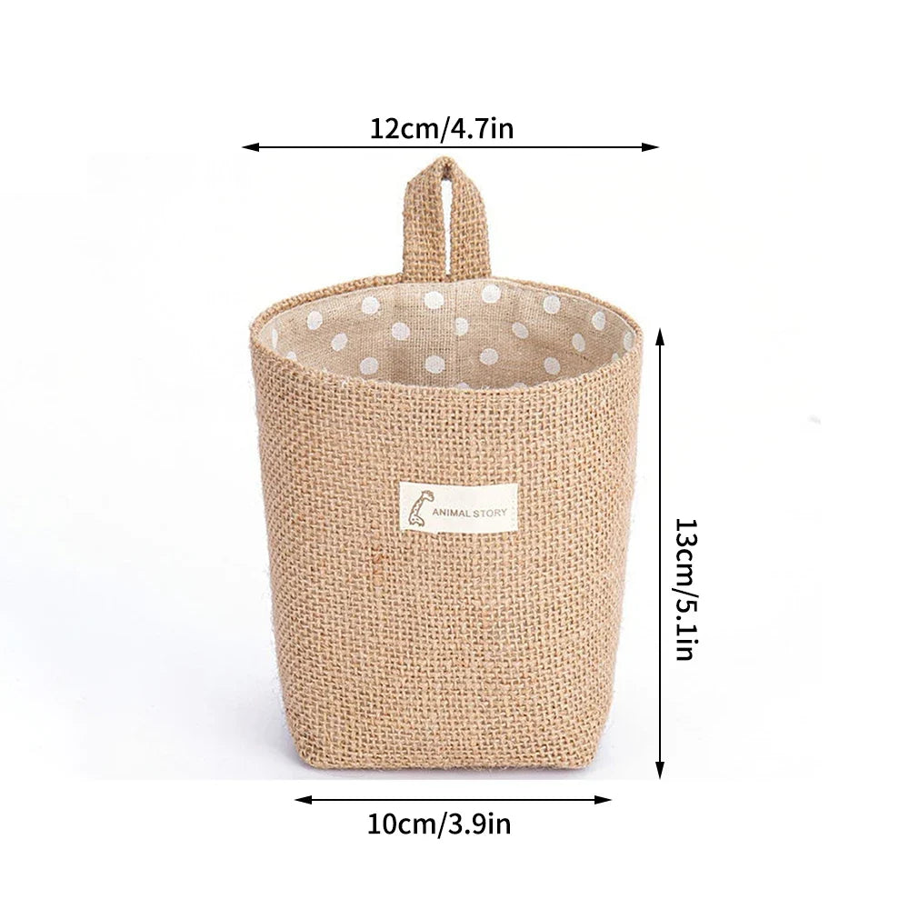 Nordic Hanging Wall Pocket Storage Basket – Cotton Linen Wall Storage Basket Qme