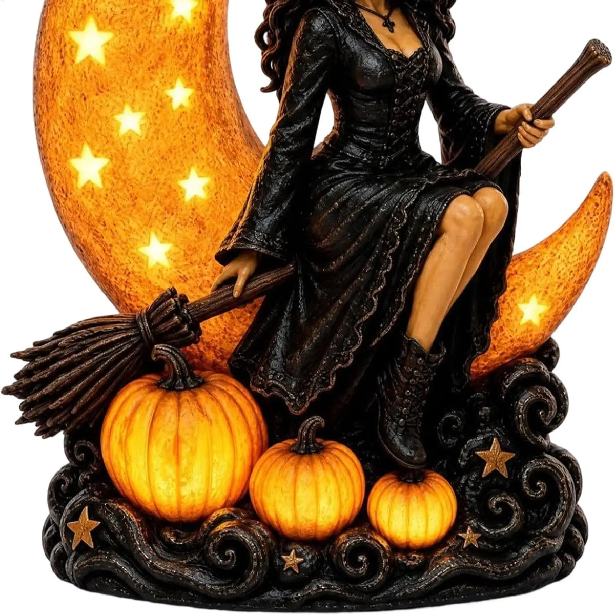 Gothic Witch LED Table Lamp | Spooky Halloween Figurine Decor Gothic Table Lamp Qme