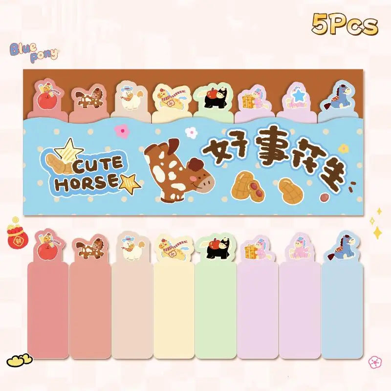Cute Pony Cartoon Index Sticky Notes – Tearable Paper Tabs Cartoon Sticky Notes Qme A1
