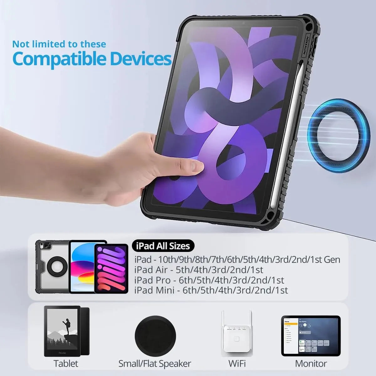 Magnetic Tablet Wall Mount iPad SnapHold Sticker Holder Tablet Wall Mount Qme