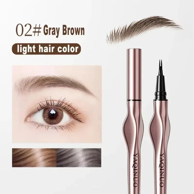 2Points Waterproof Eyebrow Pencil – Long-Lasting Thin Brow Pen Eyebrow Pencil Qme 02 Gray Brown