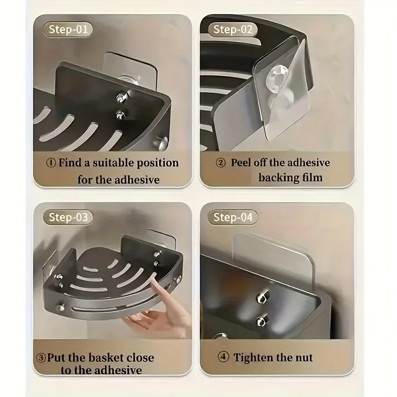 Corner Shower Caddy No-Drill Adhesive Bathroom Storage Rack Shower Storage Caddy Qme