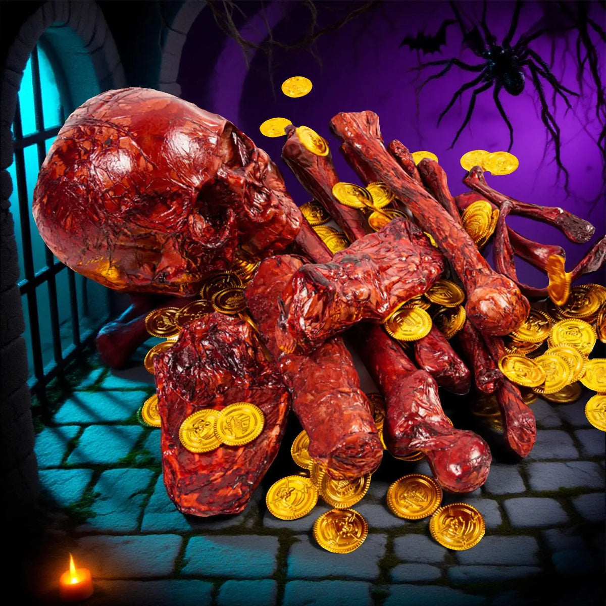 Human Skull Skeleton Decoration – Indoor & Outdoor Halloween Prop Halloween Skull Prop Qme