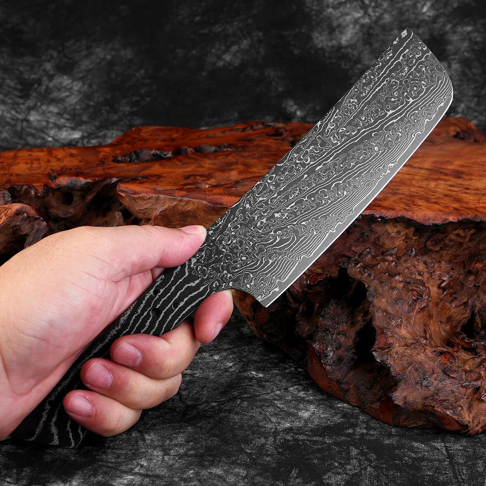 Damascus Steel Nakiri Knife Blank – Full Tang DIY Blade Knife Blank Qst