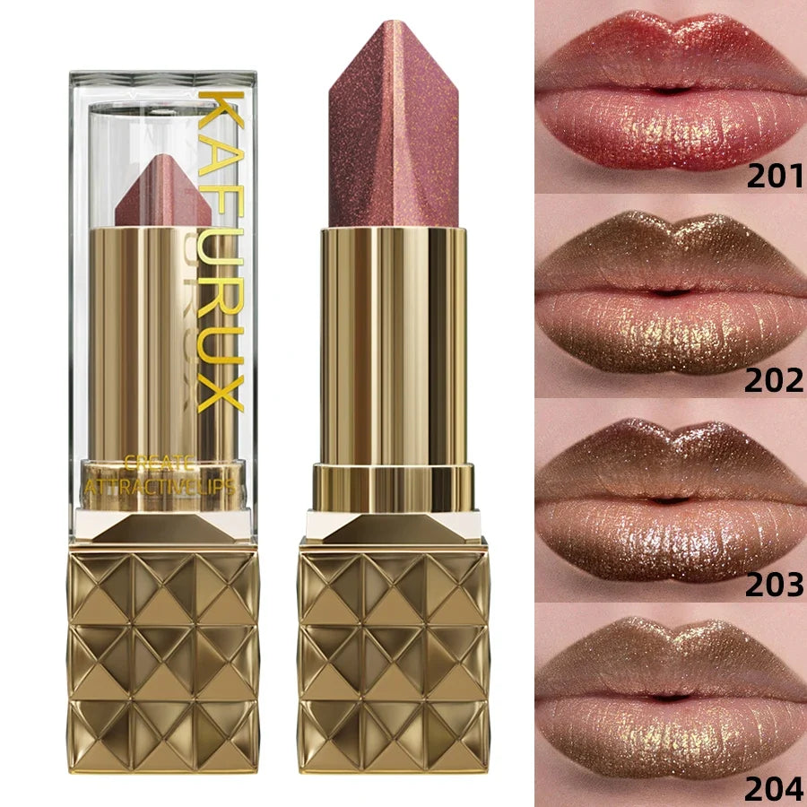 Glitter Metallic Two-Tone Lipstick – Matte Pearlescent Lip Tint Metallic Lip Tint Qme