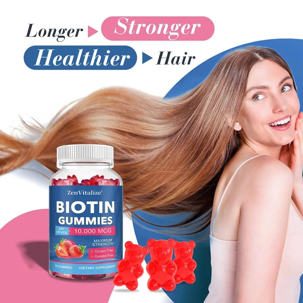ZENVITALIZE Biotin Gummies 10,000 mcg – Hair, Skin & Nails Biotin Gummies Qst