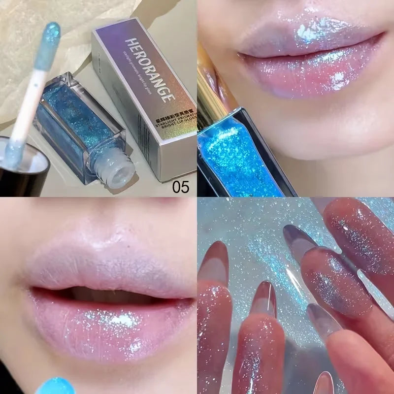 Shiny Glitter Lip Gloss | Mirror Finish Long-Lasting Glaze Glitter Lip Gloss Qme 05