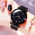 Luxury Starry Sky Women's Watch | Magnetic Mesh Band Women's Fashion Watch Qme black