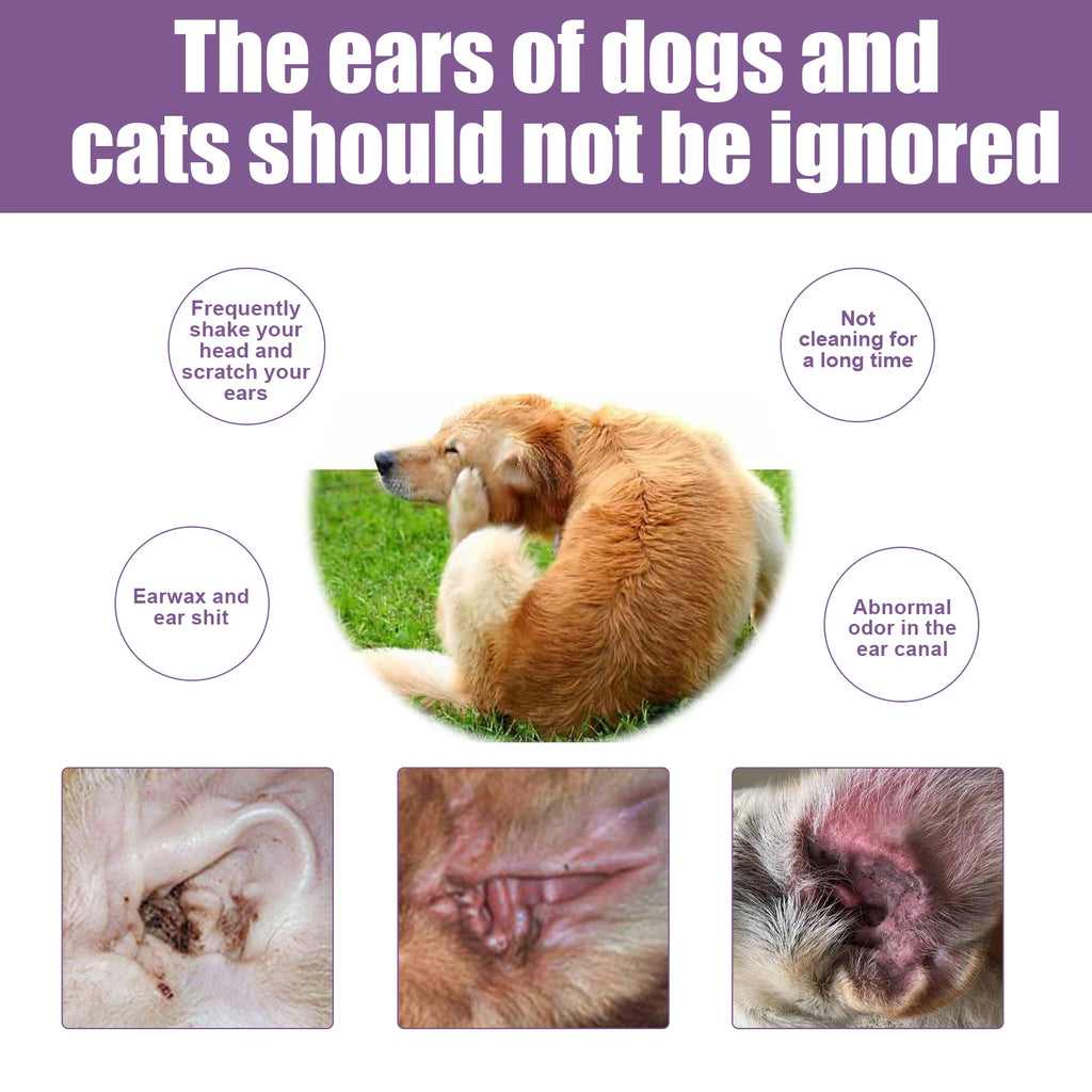 Yegbong Pet Ear Cleaner for Cats & Dogs – 118ml Ear Wash Pet Ear Cleaner Qst