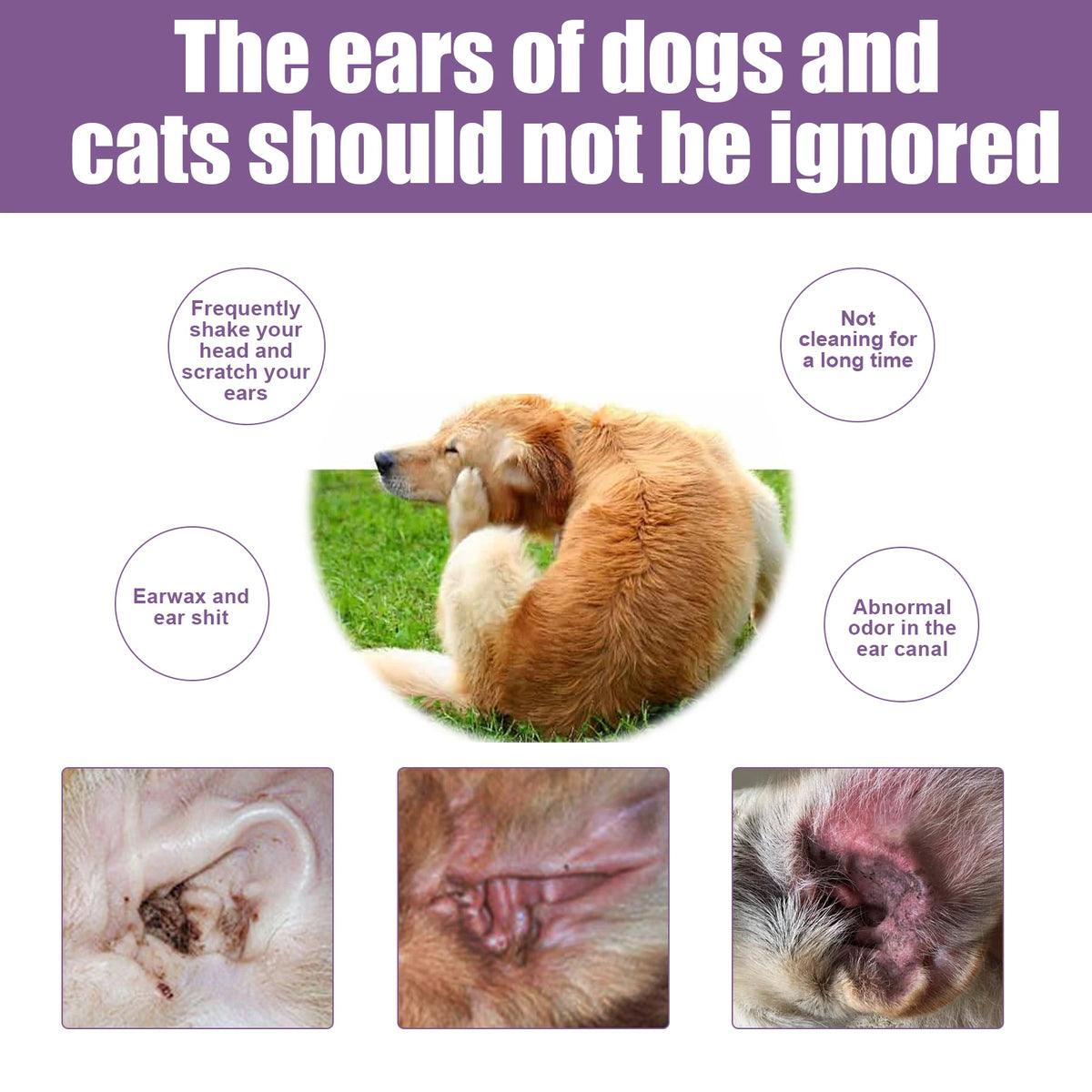 Yegbong Pet Ear Cleaner for Cats & Dogs – 118ml Ear Wash Pet Ear Cleaner Qst