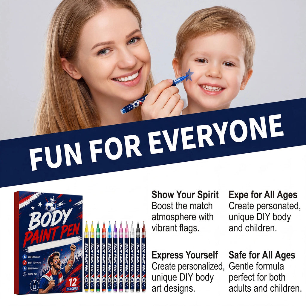 12-Color Body Paint Markers – Washable Face & Nail Art Pens Body Paint Markers Qst