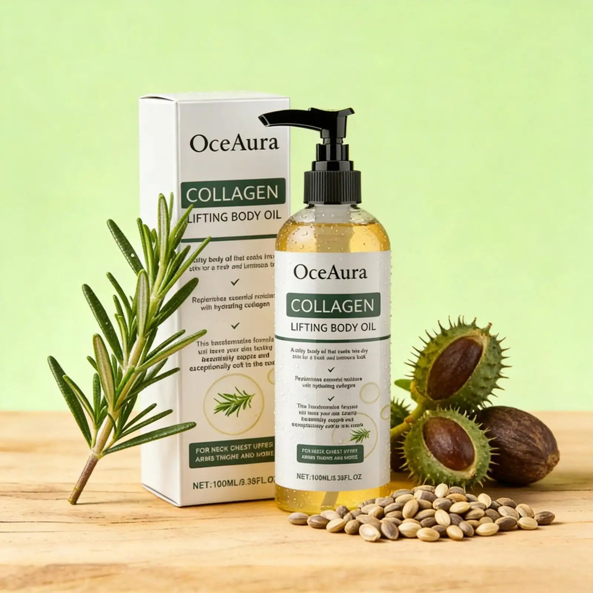 OceAura Collagen Rosemary Firming Body Oil – 100ml Firming Body Oil Qst