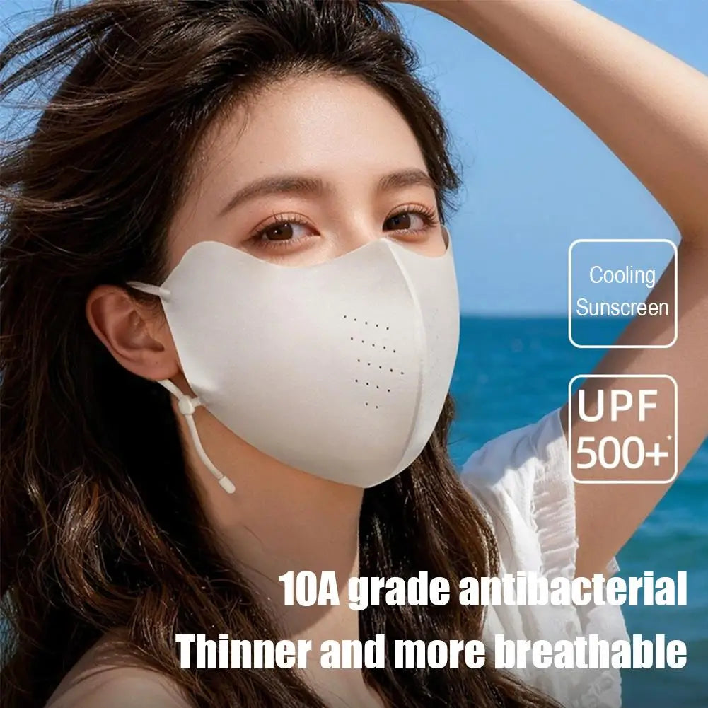 SPF50 UV Ice Silk Face Covering – Washable & Reusable for Women UV Face Covering Qme
