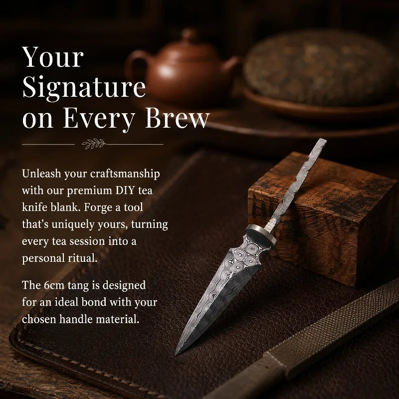 Damascus Steel Tea Knife Blank – DIY Pu-erh Tea Breaking Tool Tea Knife Blank Qst