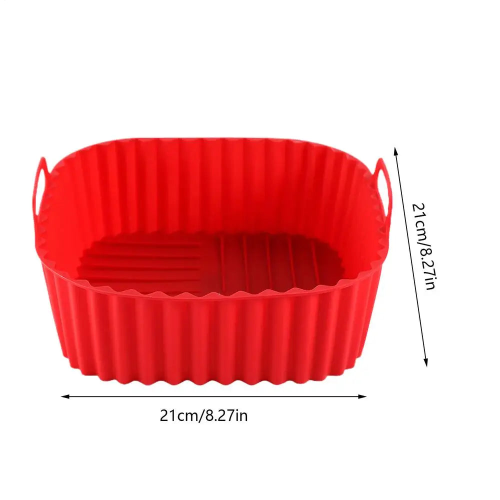 Silicone Square Air Fryer Liner Non-Stick Baking Tray 8.27" Silicone Air Fryer Liner Qme Red