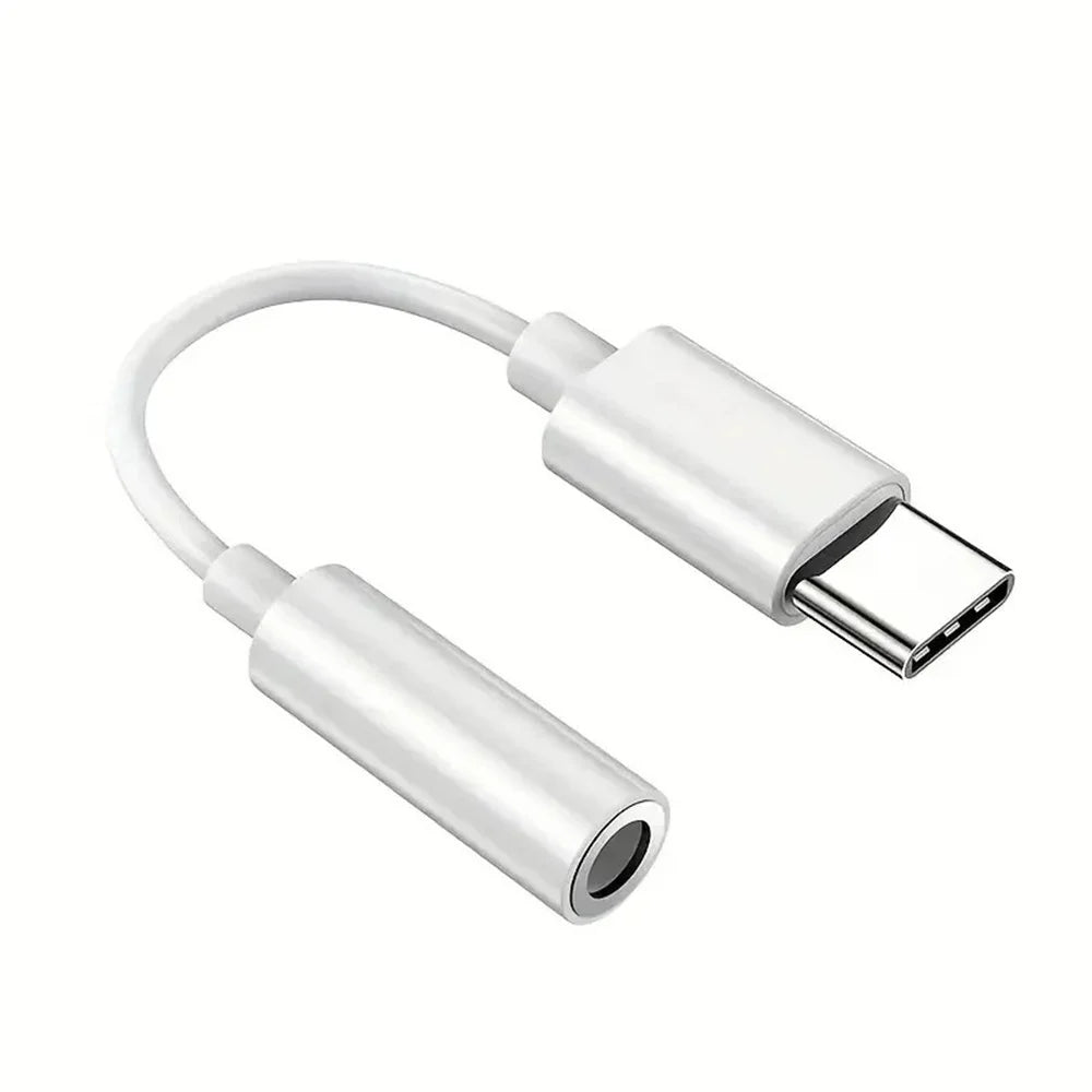 USB-C to 3.5mm Aux Adapter with DAC | Hi-Res Audio Headphone Aux Adapter Qme WHITE