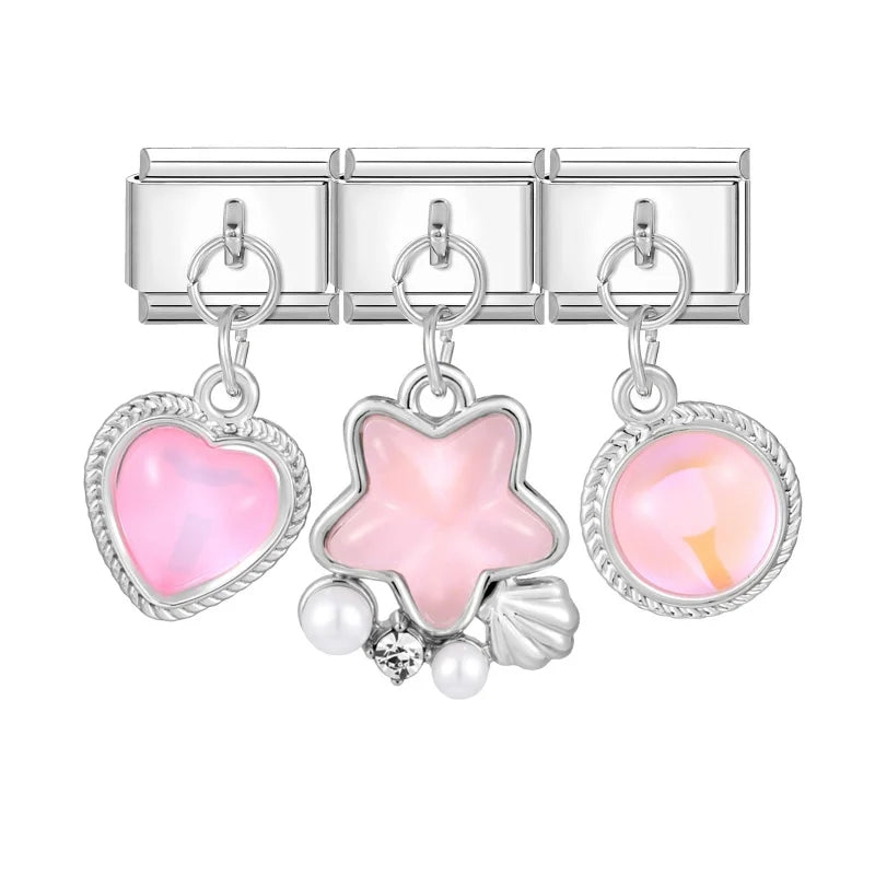 Zircon Stars & Bow Knot Italian Charm Links | 9mm DIY Jewelry Italian Charm Links Qme Style 5