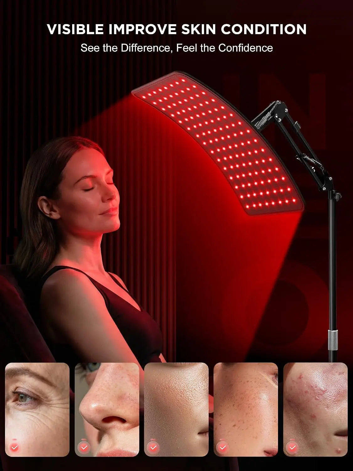 ZONGKUNG 660nm 850nm Red Light Therapy Lamp – Face & Body Red Light Therapy Lamp Qst