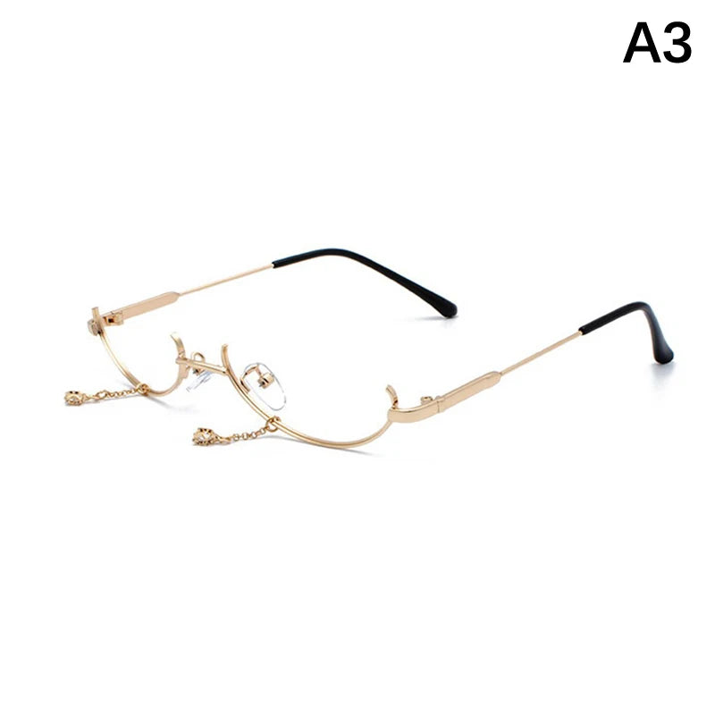 Women's Half Frame Decorative Glasses – No Lens Alloy Decorative Glasses Frame Qst A3