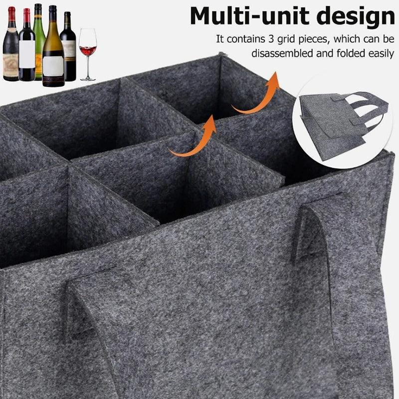 6-Compartment Foldable Wine Bottle Bag – Waterproof Tote Wine Bottle Tote Bag Qst