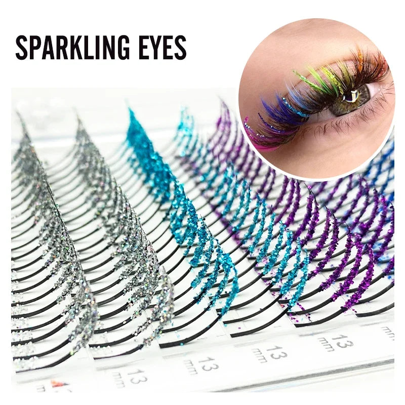 NATUHANA Glitter Colorful False Eyelash Extensions DIY Mix False Eyelashes Qme