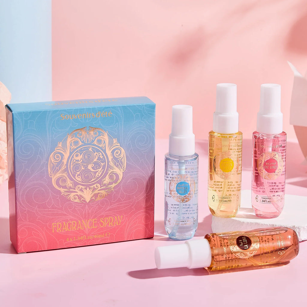 Women's Perfume Body Spray Gift Box Set | Lasting Fragrance Body Spray Gift Set Qme 4pcs
