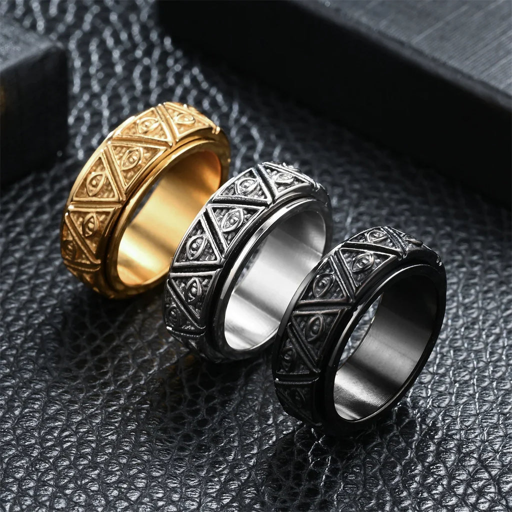 Vintage Punk Evil Eye Titanium Steel Ring – Men & Women Fashion Ring Qme