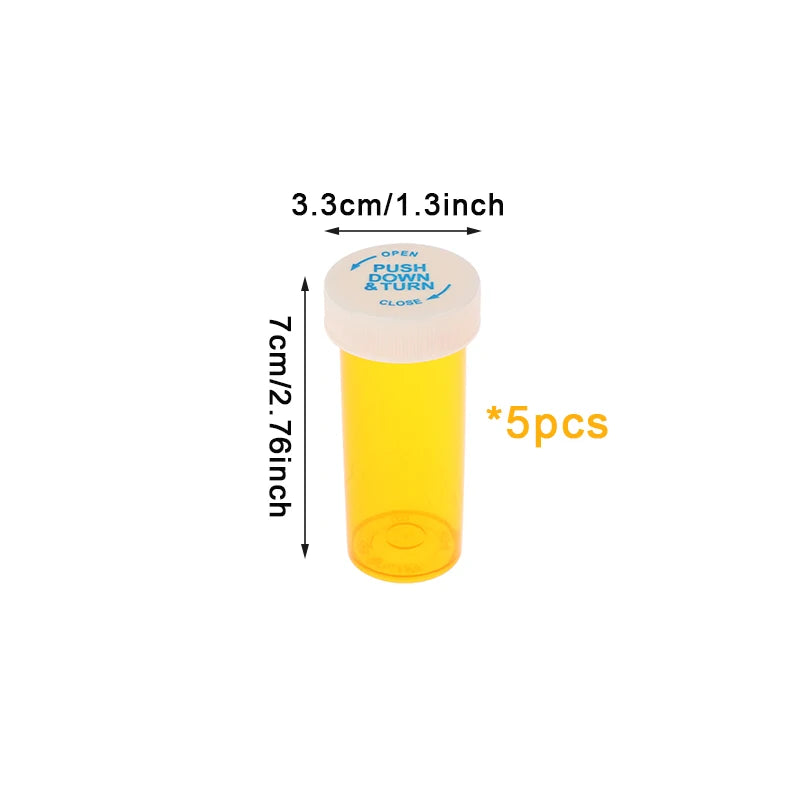 5-Pack Child-Resistant Pill Bottles – Travel Medicine Vials Pill Storage Bottles Qst A2