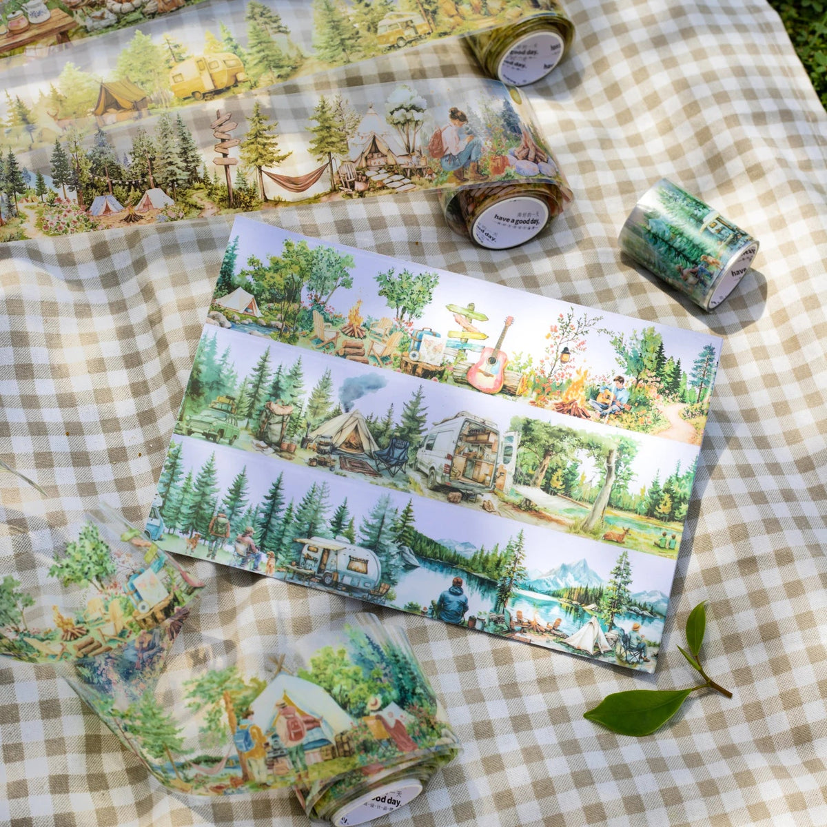 Nature Camping Scenic PET Tape – Scrapbooking & DIY Collage Decorative Craft Tape Qme