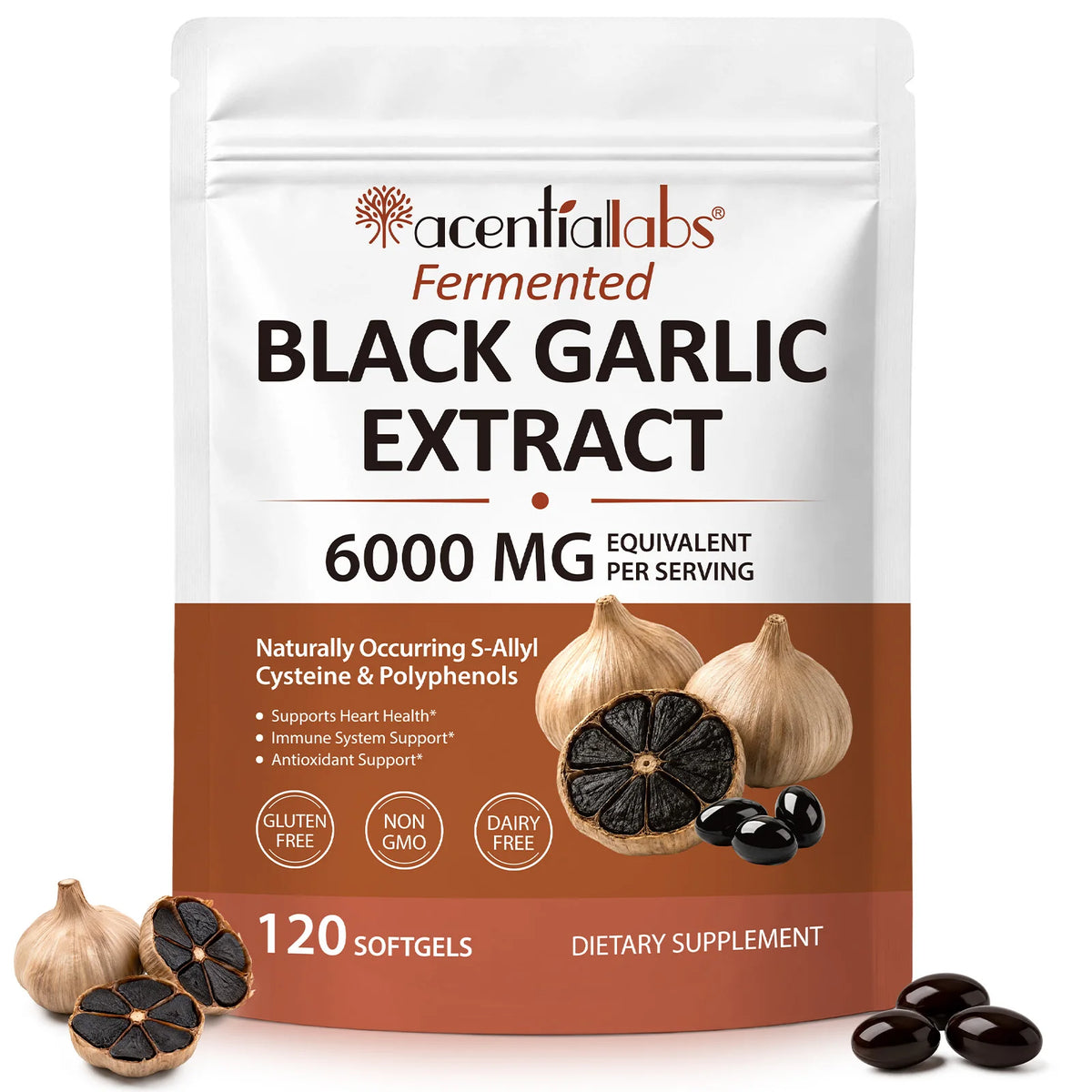 Black Garlic Extract Softgels 600mg 10:1 – 120 Count Herbal Supplement Qst 1bag 120capsules