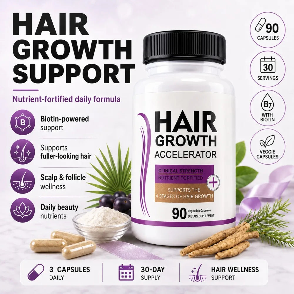 Hair Growth Support Capsules – Biotin, Collagen & Vitamins 90ct Hair Growth Supplement Qst