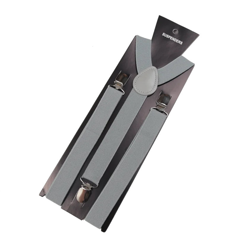 Unisex Elastic Leather Suspenders Braces – 26 Colors Suspenders & Braces Qme GRAY China Mainland