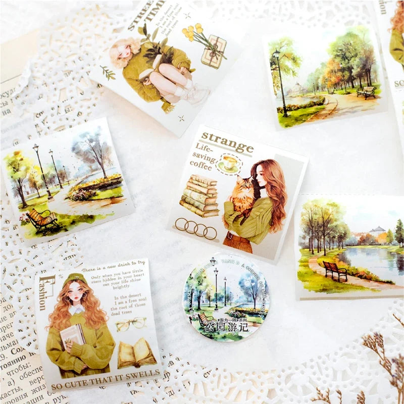 Watercolor Forest Girl Washi Tape – Junk Journal & Collage Decorative Washi Tape Qme