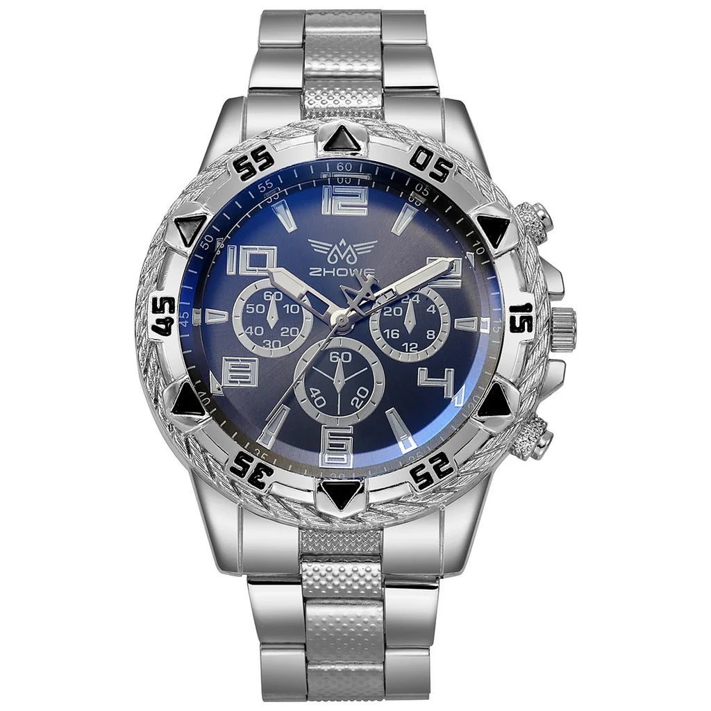 Men's Chronograph-Style Steel Band Casual Watch Men's Casual Watch Qme