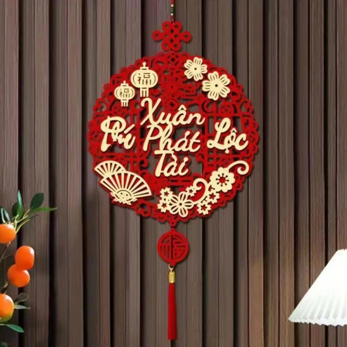 Vietnamese Lunar New Year 2026 Wall Couplets Decoration & Tassel Festive Wall Couplets Qme