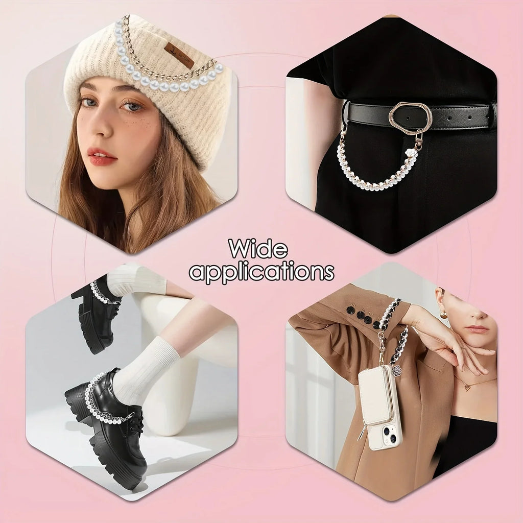 Pearl Purse Chain Extender – Imitation Pearl Bag Handle Strap Bag Chain Strap Qme