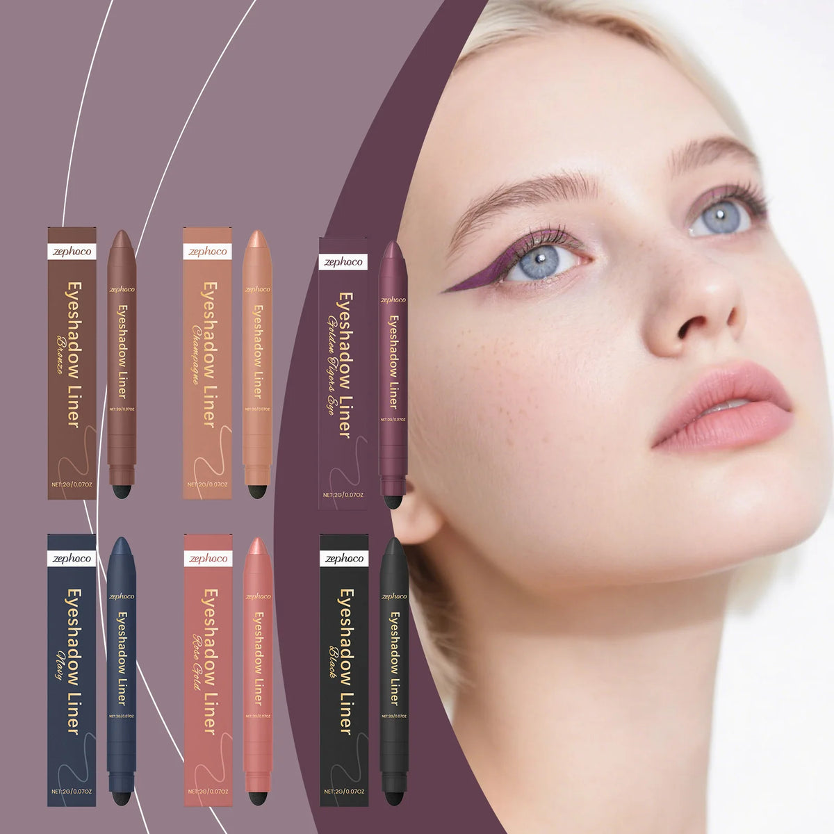 Zephoco 2-in-1 Eyeliner Pen – Smudge-Proof, Quick-Drying Liquid Eyeliner Pen Qst