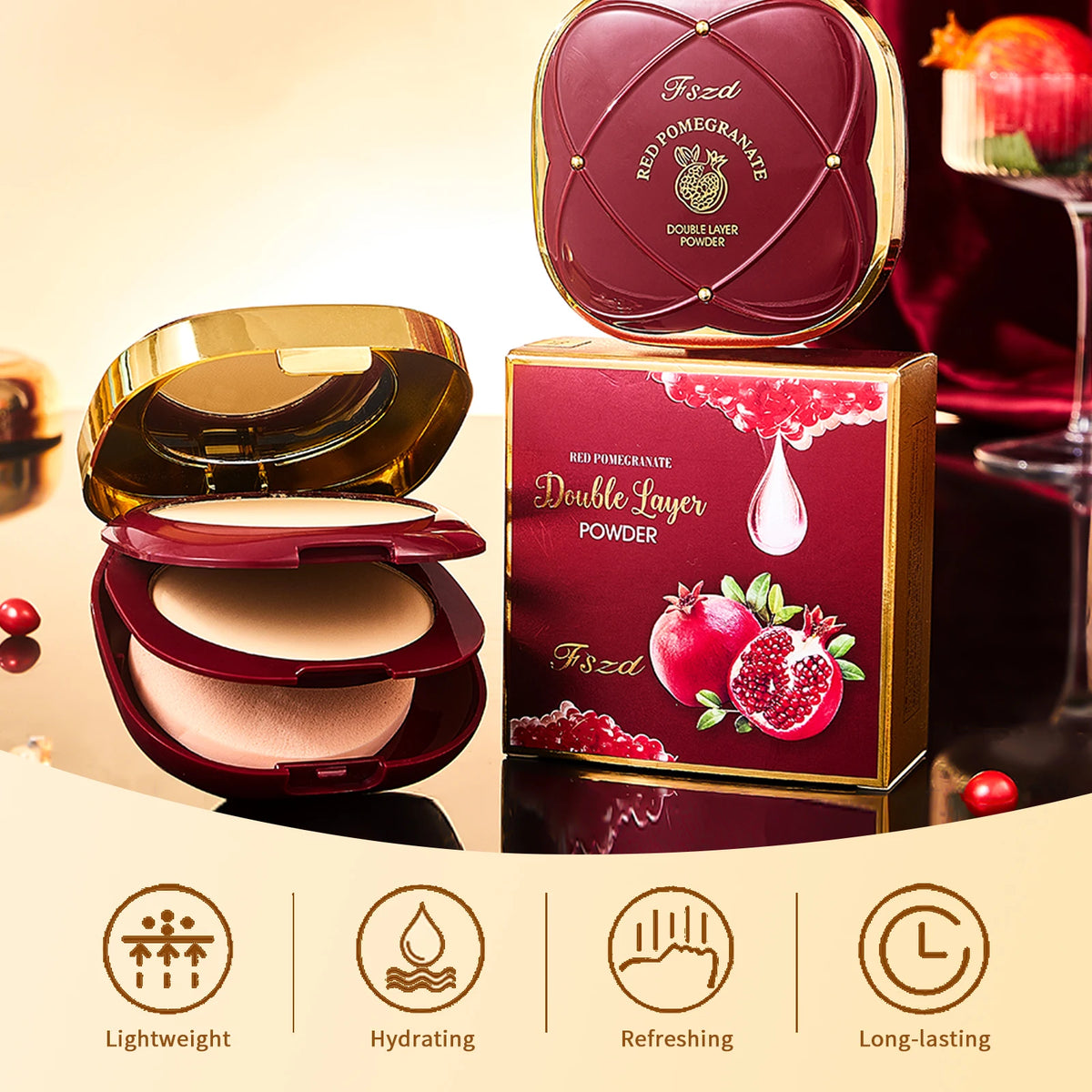 Red Pomegranate Double Layer Setting Powder – Oil Control Setting Powder Qst