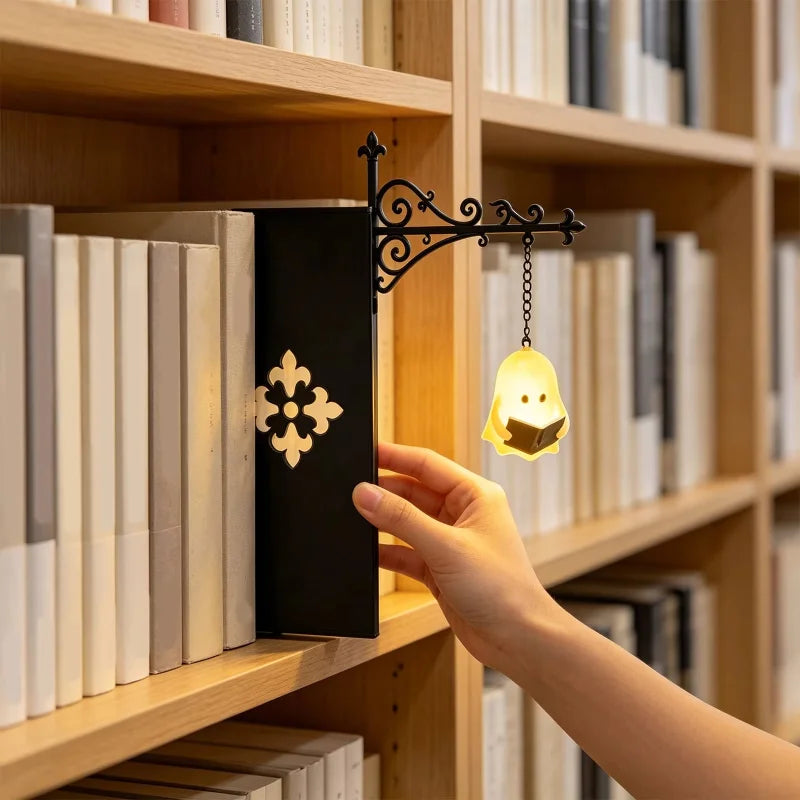 Vintage Gothic Bookshelf Lantern – Warm LED Nightlight Décor Decorative LED Lantern Qst