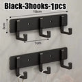Aluminum Alloy Adhesive Wall Hook – No-Drill Gym & Home Adhesive Wall Hook Qme Black-3hooks-1pcs