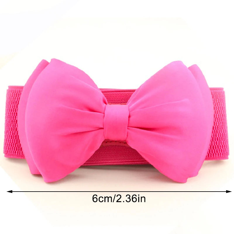 Women's Elastic Wide Bowknot Cummerbund Waist Belt Cummerbund Waist Belt Qst