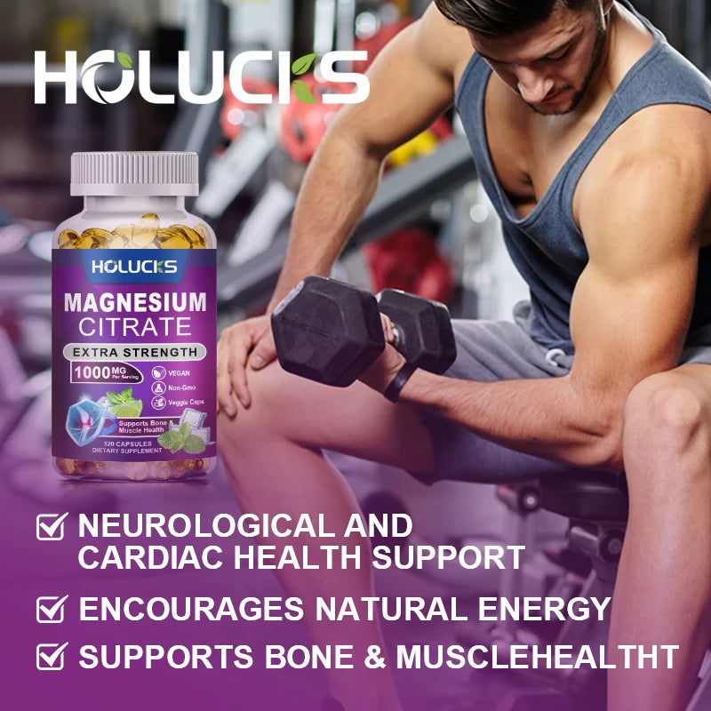 HOLUCKS Magnesium Citrate 1000mg – Relaxation & Daily Wellness Mineral Supplement Qst