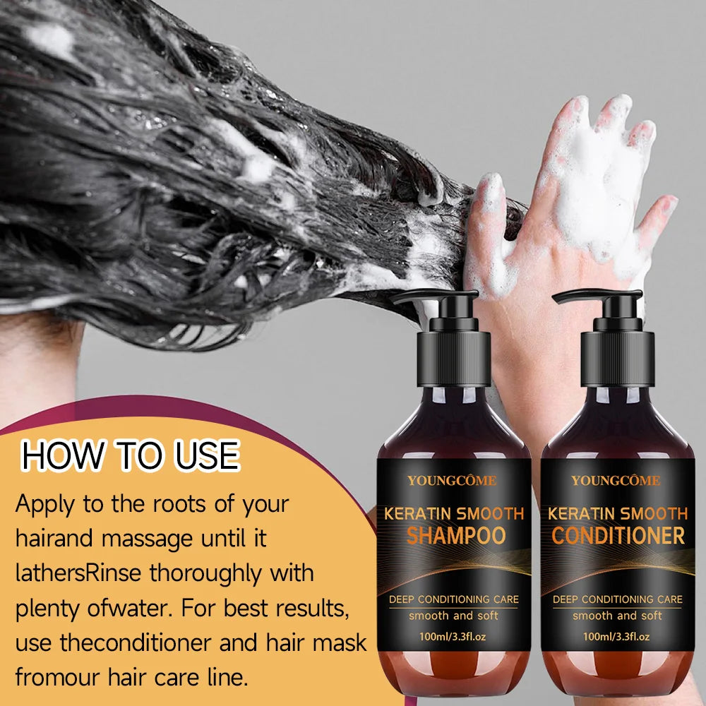 YOUNGCOME Collagen Keratin Shampoo & Conditioner Set – 2 Pcs Shampoo Conditioner Set Qst