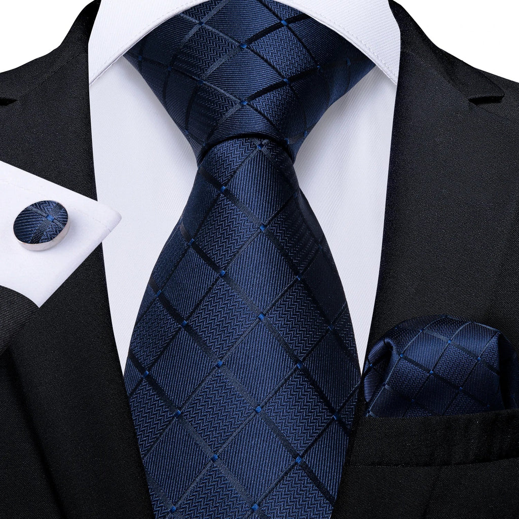 Men's 3-Piece Silk Necktie, Pocket Square & Cufflinks Set Necktie Gift Set Qme DPTH-HT-LDSN1656