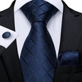 Men's 3-Piece Silk Necktie, Pocket Square & Cufflinks Set Necktie Gift Set Qme DPTH-HT-LDSN1656