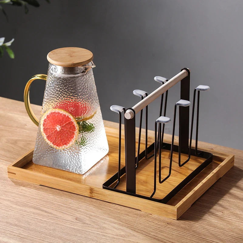 Mug Organizer Shelf with Drain Tray | Standing Cup Rack Mug Organizer Rack Qme