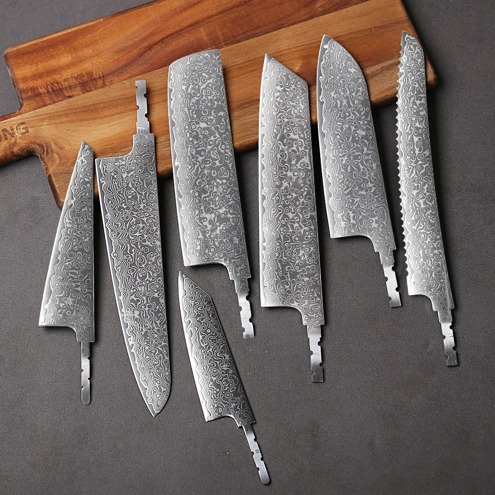 TURWHO Damascus Blank Blade Chef Knife Set – AUS-10, 67 Layer DIY Blank Knife Blade Qst