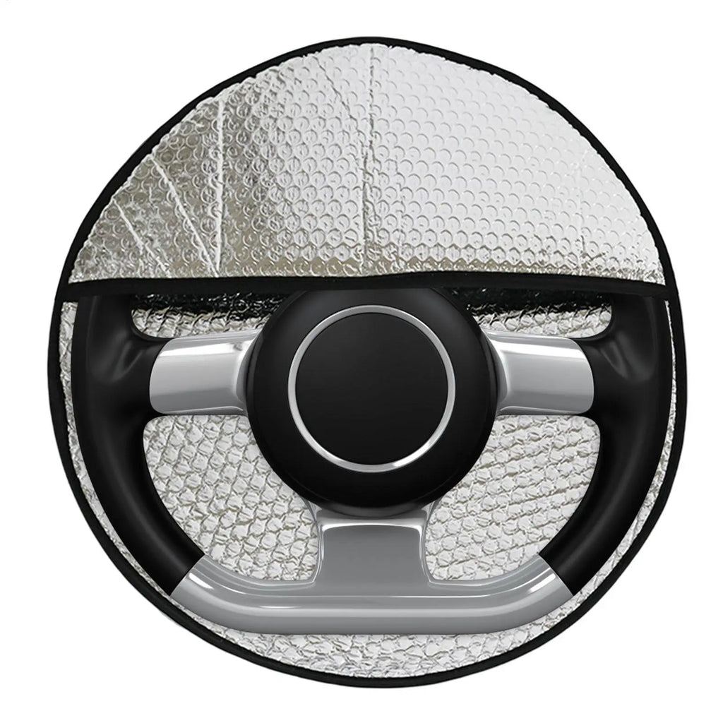 Aluminum Foil Steering Wheel Sun Cover | Reflective Sunshade Steering Wheel Sunshade Qme as shown