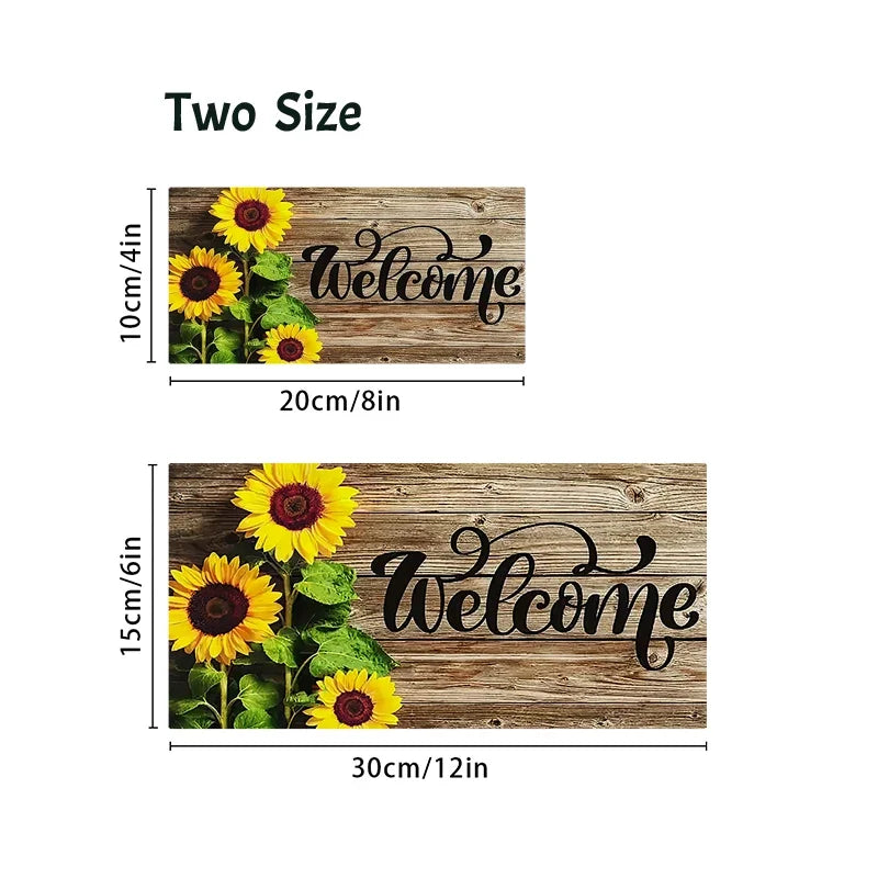 Rustic Sunflower Welcome Wall Hanging Wood Plaque Sign Wood Wall Plaque Qme