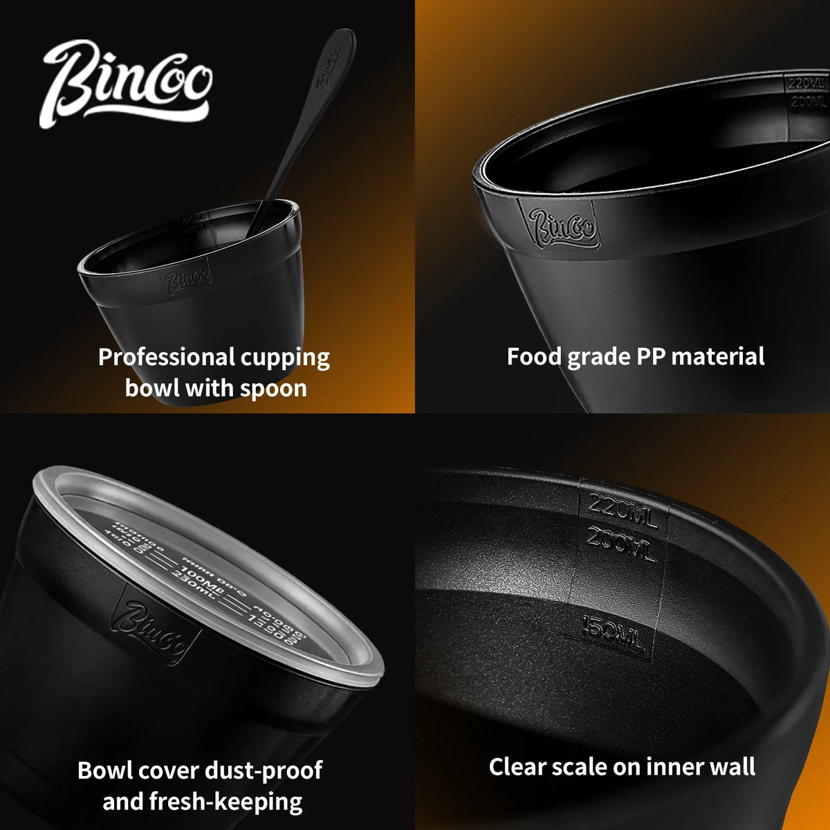 Bincoo Coffee Cupping Set – Stackable Bowl with Lid & Spoon Coffee Cupping Set Qst